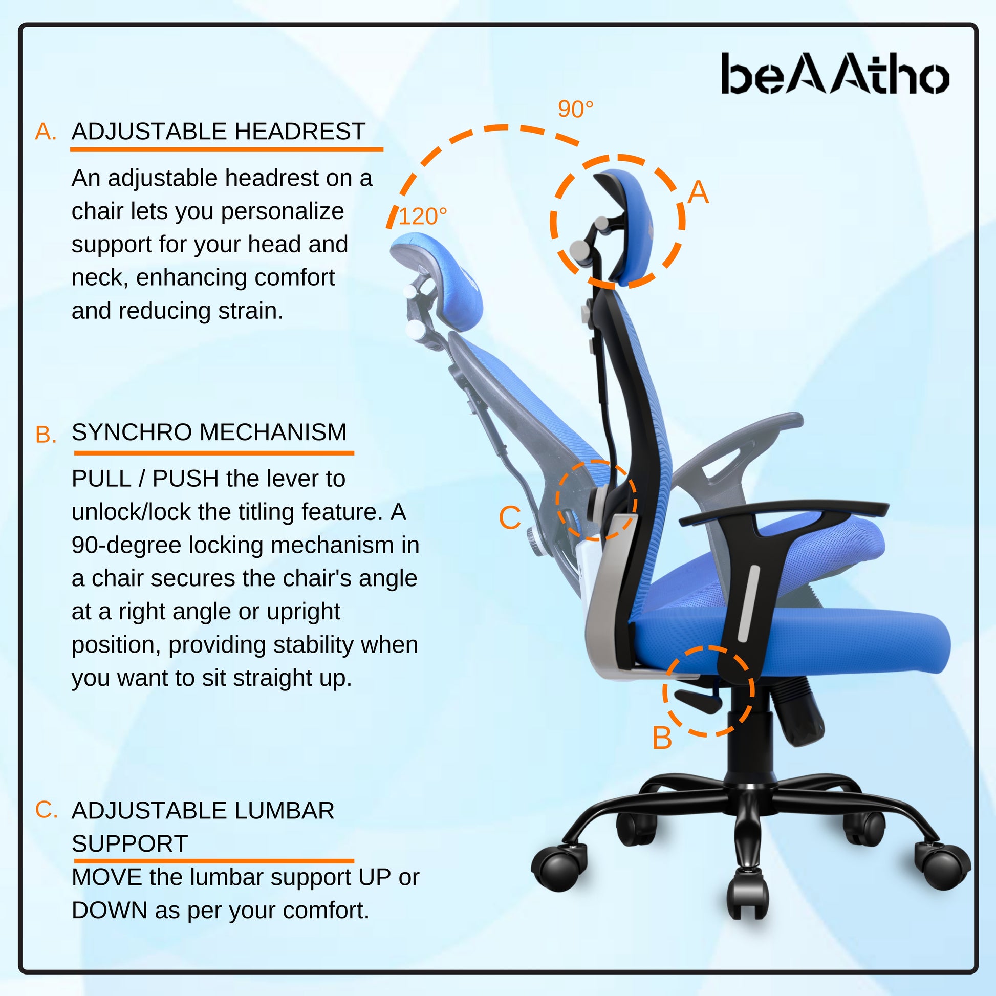Leo Ergonomically Adjustable Executive High Back Mesh Home & Office Revolving Chair with 3 Years Warranty