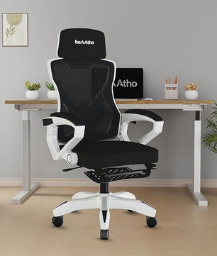 beAAtho Astra: Luxurious Leg Support, 4D Lumbar Support, 145° Recline & Adjustable Tilt Office & Study Mesh High Back Chair
