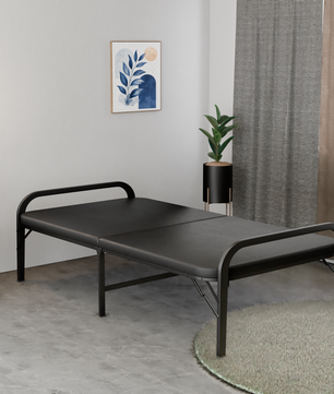 Metal Folding Single Bed | Folding Guest Bed | Space Saving & Easily Storable Bed | Portable Bed Frame | Sturdy Metal Frame | Extra Bed for Home & Guests