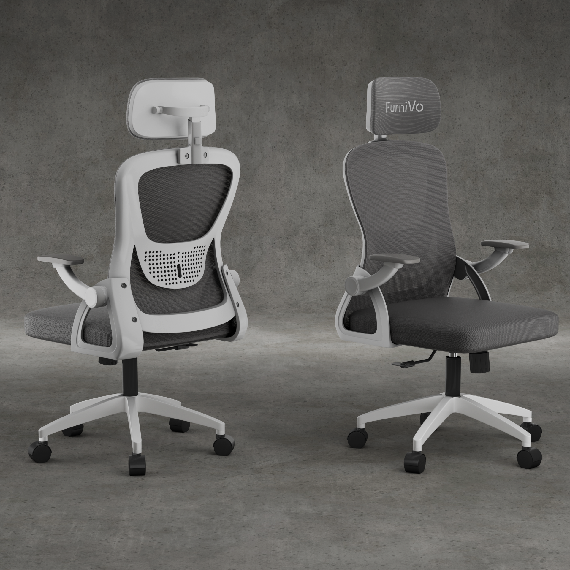 FurniVo Spark Ergonomic High Back Office Chair with 3D Adjustable Armrest, Adjustable Lumbar Support, Revolving Mesh Chair - Home & Office
