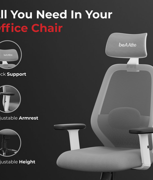 Vertex High-Back Ergonomic Office Mesh Chair 3-Years Warranty – 2D Adjustable Headrest, Armrest & Lumbar Support, Heavy-Duty Metal Chrome Wheelbase-(DIY-Do It Yourself) White-Grey