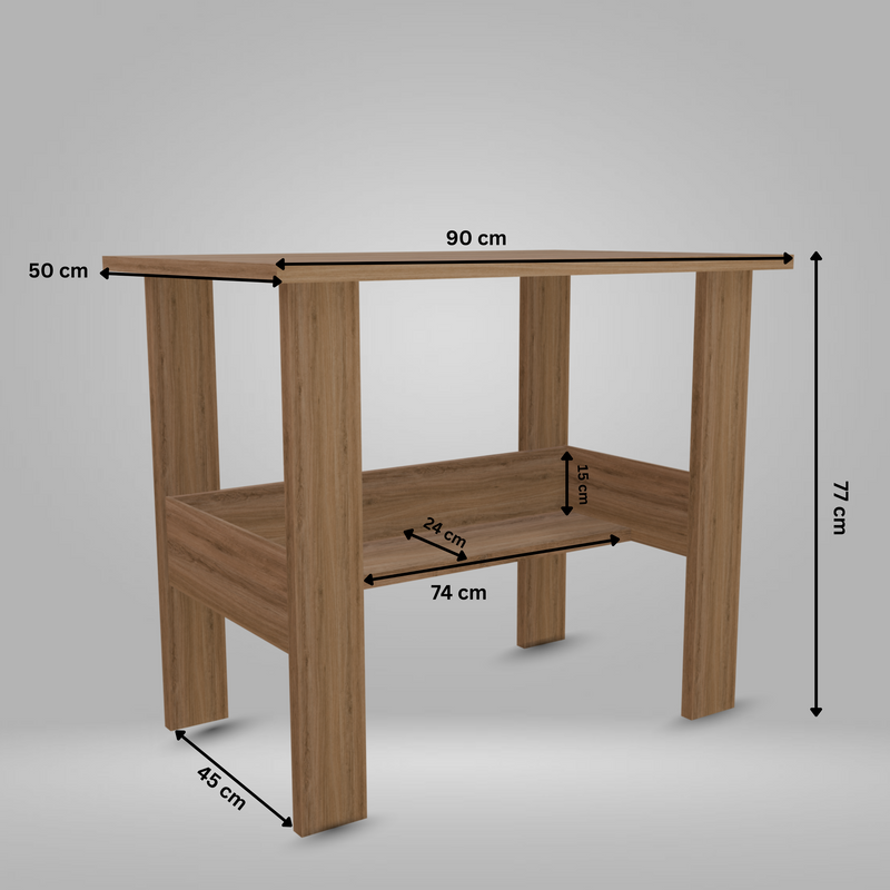 beAAtho Spectrum Desk - Multipurpose Workstation for Home, Office, or Study, Engineered Wood with Large Spacious Top, Open Shelf Storage, Durable & Tested for Strength, Easy to Assemble.(Beige)(DIY)
