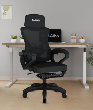 beAAtho Astra: Luxurious Leg Support, 4D Lumbar Support, 145° Recline & Adjustable Tilt Office & Study Mesh High Back Chair