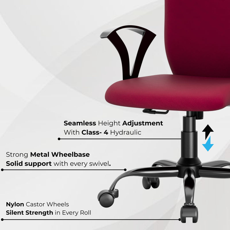 beAAtho Falcon Mid-Back Fabric Office Chair, Ergonomic Home Office Desk Chair with 3-Years Warranty by beAAtho, Rocking-tilt Mechanism & Heavy Duty Metal Base ( Black )