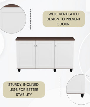 beAAtho Luno | Multipurpose Storage Rack – Plain Moulded Doors | Anti-Termite Engineered Wood | DIY Assembly | Walnut White