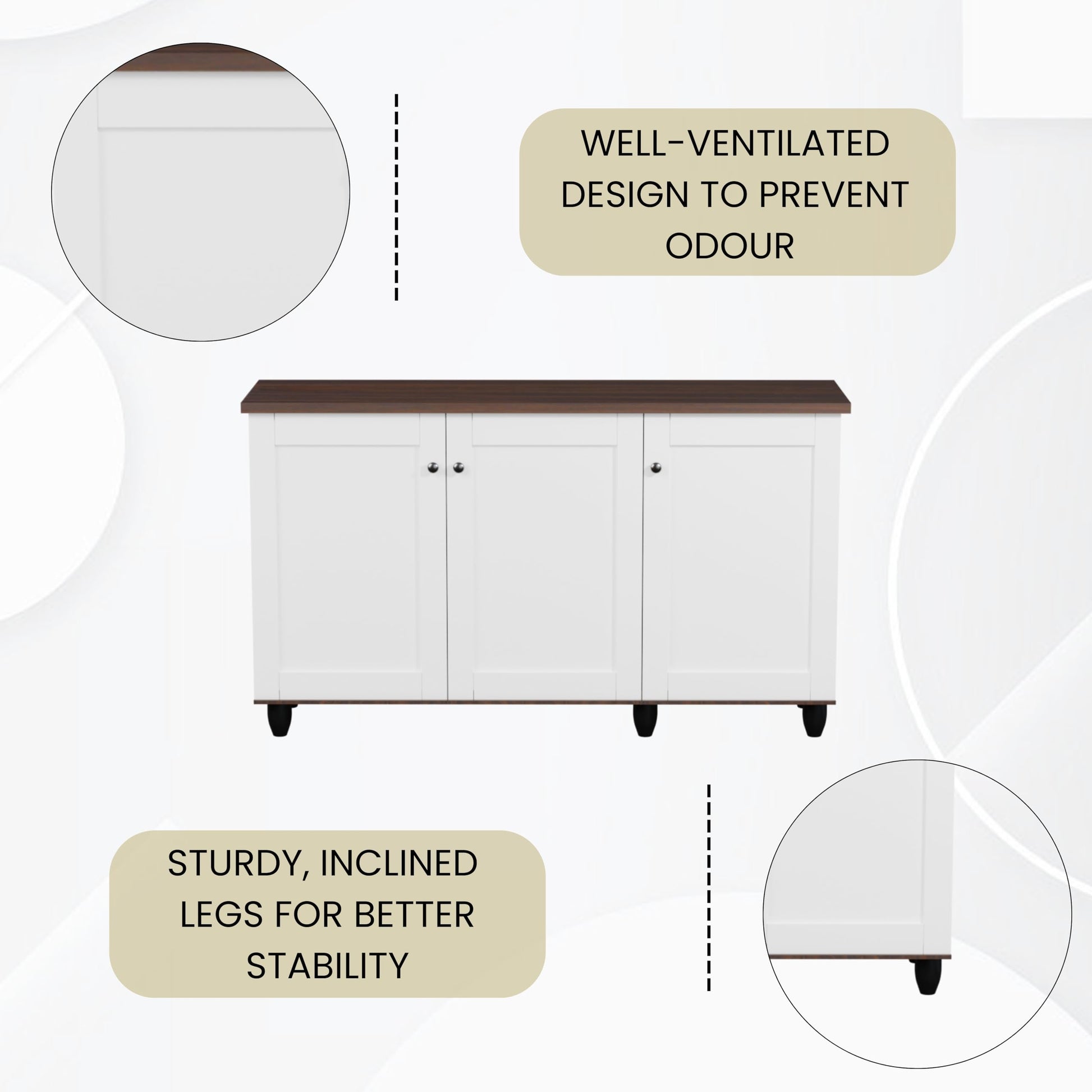 beAAtho Luno | Multipurpose Storage Rack – Plain Moulded Doors | Anti-Termite Engineered Wood | DIY Assembly | Walnut White