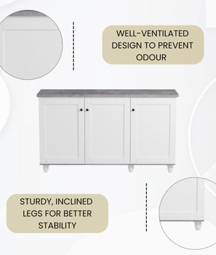 beAAtho Luno | Multipurpose Storage Rack – Plain Moulded Doors | Anti-Termite Engineered Wood | DIY Assembly | Asian White