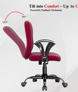 beAAtho Falcon Mid-Back Fabric Office Chair, Ergonomic Home Office Desk Chair with 3-Years Warranty by beAAtho, Rocking-tilt Mechanism & Heavy Duty Metal Base ( Black )