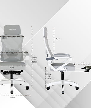 beAAtho Astra: Luxurious Leg Support, 4D Lumbar Support, 145° Recline & Adjustable Tilt Office & Study Mesh High Back Chair