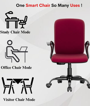beAAtho Falcon Mid-Back Fabric Office Chair, Ergonomic Home Office Desk Chair with 3-Years Warranty by beAAtho, Rocking-tilt Mechanism & Heavy Duty Metal Base ( Black )