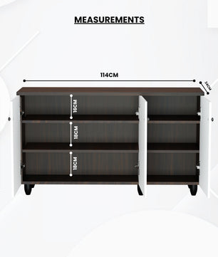 beAAtho Luno | Multipurpose Storage Rack – Plain Moulded Doors | Anti-Termite Engineered Wood | DIY Assembly | Walnut White