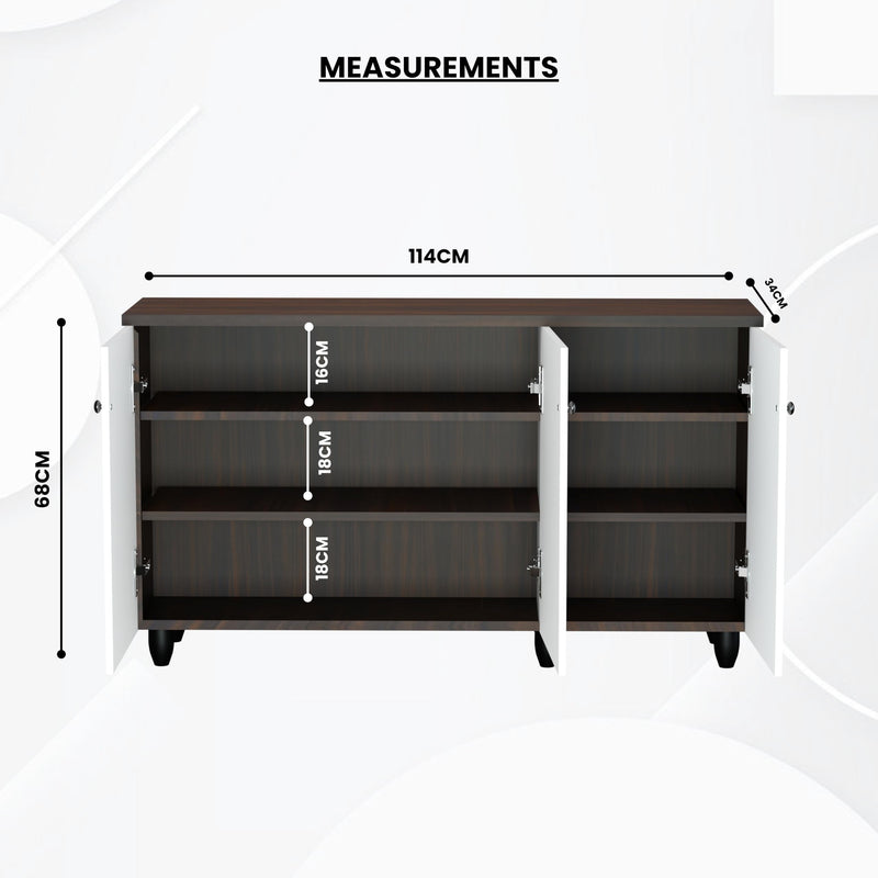 beAAtho Luno | Multipurpose Storage Rack – Plain Moulded Doors | Anti-Termite Engineered Wood | DIY Assembly | Walnut White