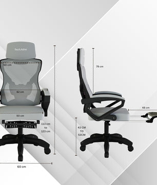 beAAtho Astra: Luxurious Leg Support, 4D Lumbar Support, 145° Recline & Adjustable Tilt Office & Study Mesh High Back Chair