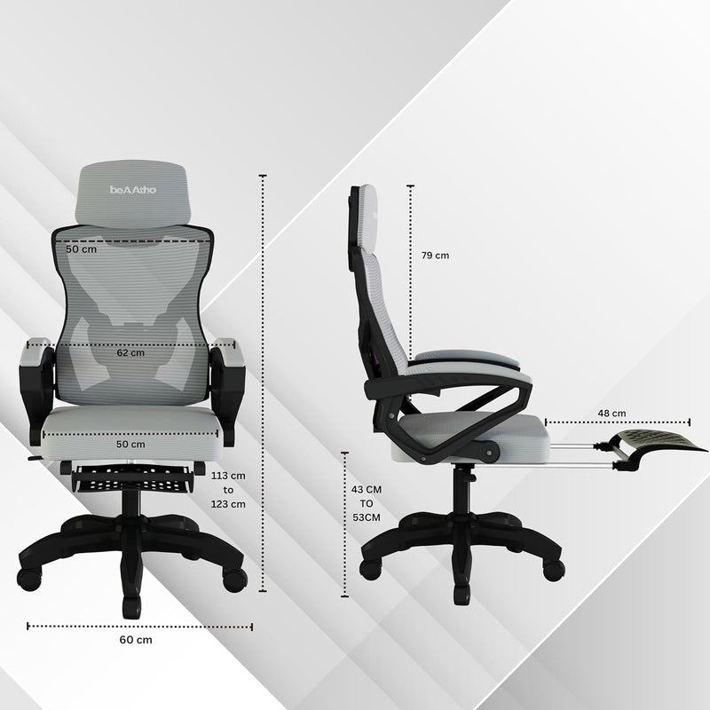 beAAtho Astra: Luxurious Leg Support, 4D Lumbar Support, 145° Recline & Adjustable Tilt Office & Study Mesh High Back Chair