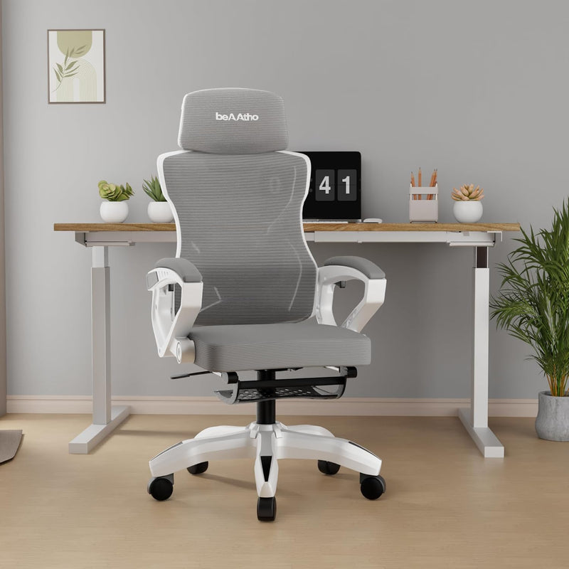 beAAtho Astra: Luxurious Leg Support, 4D Lumbar Support, 145° Recline & Adjustable Tilt Office & Study Mesh High Back Chair