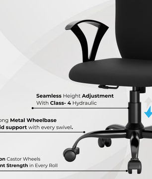 beAAtho Falcon Mid-Back Fabric Office Chair, Ergonomic Home Office Desk Chair with 3-Years Warranty by beAAtho, Rocking-tilt Mechanism & Heavy Duty Metal Base ( Black )