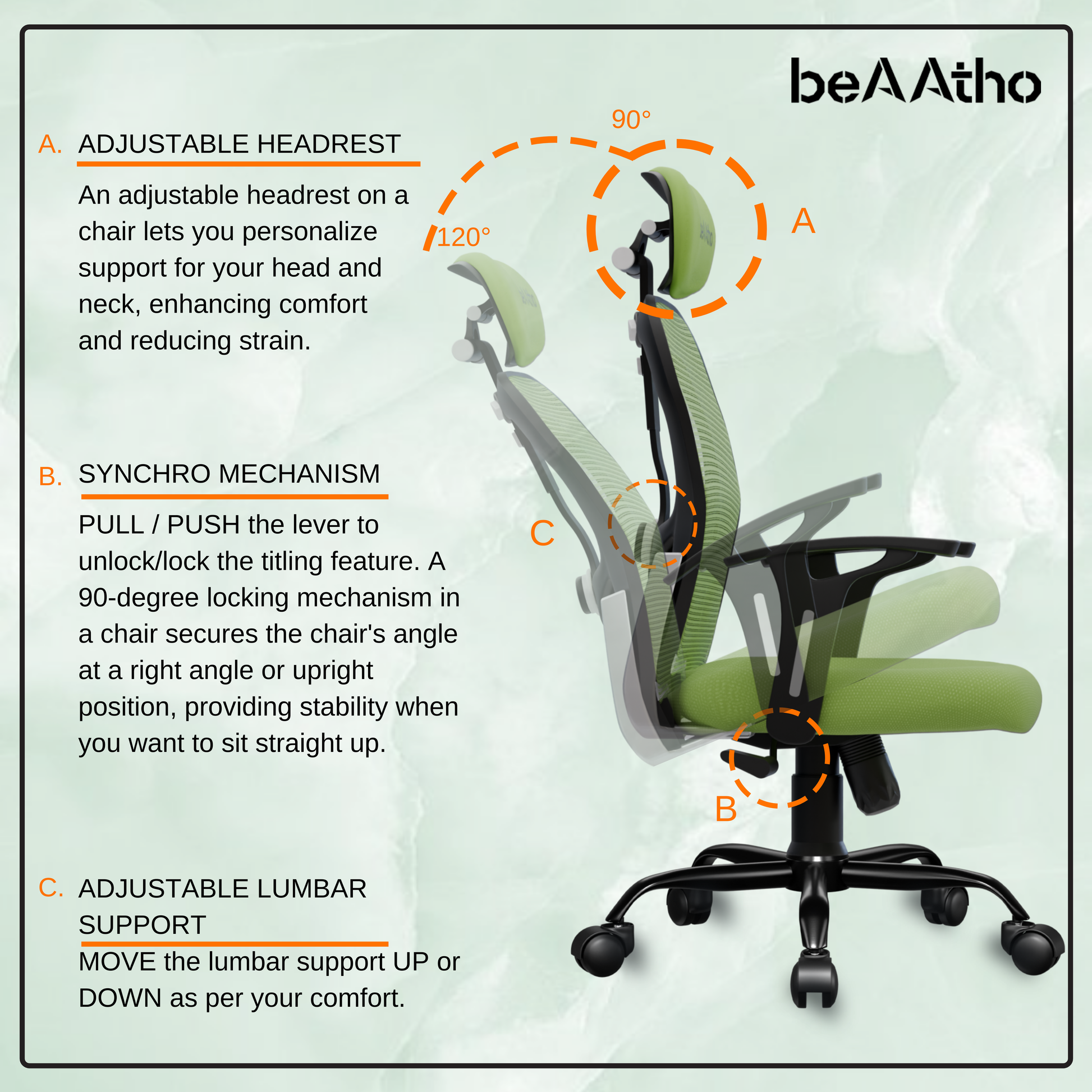 Leo Ergonomically Adjustable Executive High Back Mesh Home & Office Revolving Chair with 3 Years Warranty