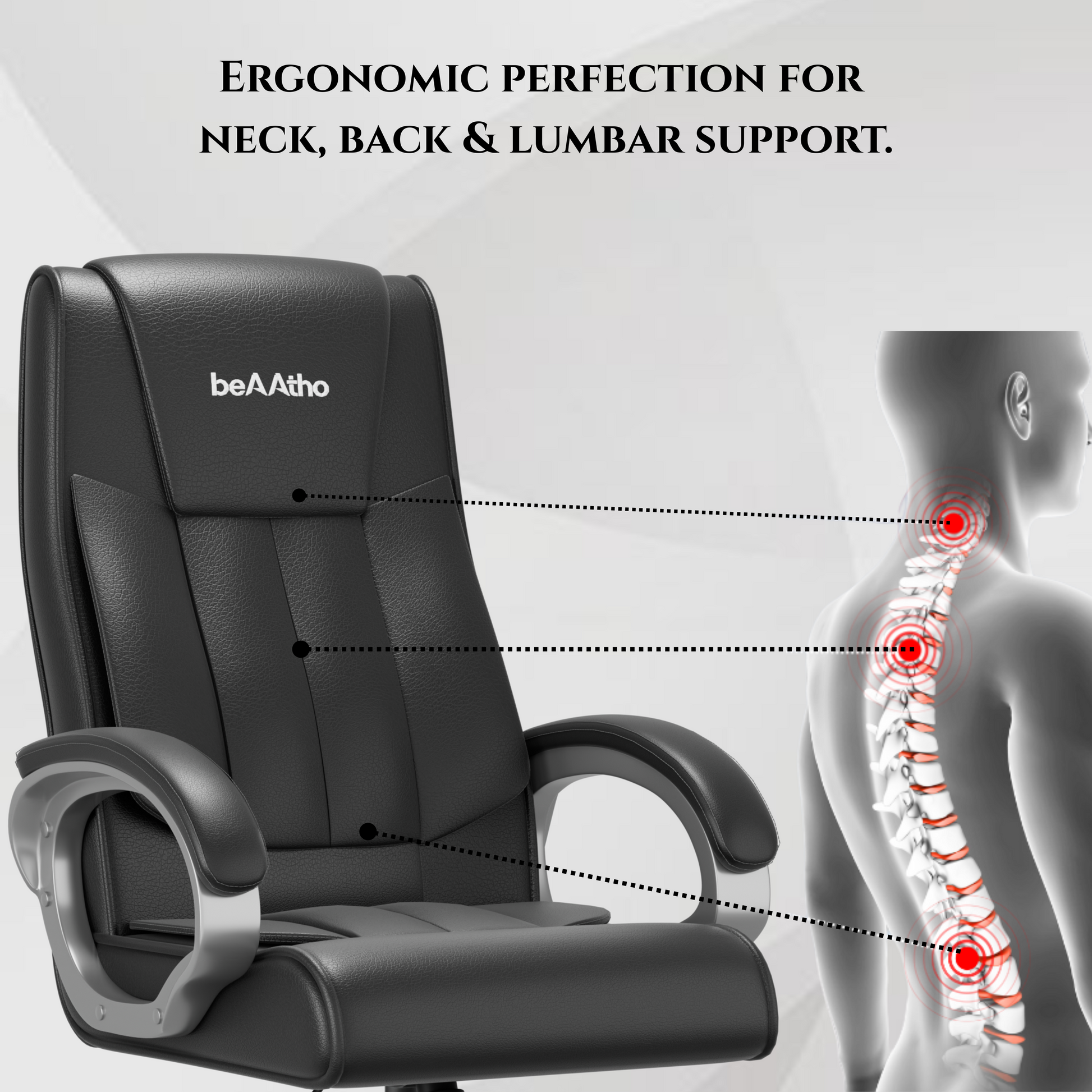 Berlin Orthopedic Boss Chair -3-Year Warranty | Breathable Executive Office Chair | Ergonomic High- Back Chair-Cushioned Seat & Armrests | Metal Base.