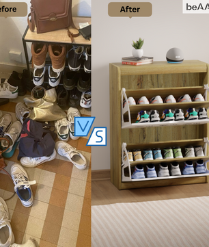 beAAtho® Zento Shoe Cabinet with Tilt-Out Drawers | 2 DOOR | Modern Wooden Shoe Organizer for Home & Office | Durable & Elegant | DIY |