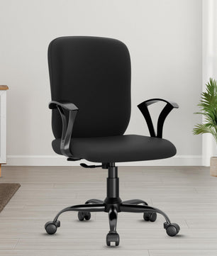 beAAtho Falcon Mid-Back Fabric Office Chair, Ergonomic Home Office Desk Chair with 3-Years Warranty by beAAtho, Rocking-tilt Mechanism & Heavy Duty Metal Base ( Black )