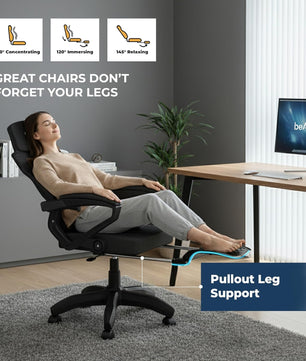 beAAtho Astra: Luxurious Leg Support, 4D Lumbar Support, 145° Recline & Adjustable Tilt Office & Study Mesh High Back Chair