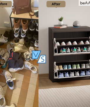 beAAtho® Zento Shoe Cabinet with Tilt-Out Drawers | 2 DOOR | Modern Wooden Shoe Organizer for Home & Office | Durable & Elegant | DIY |