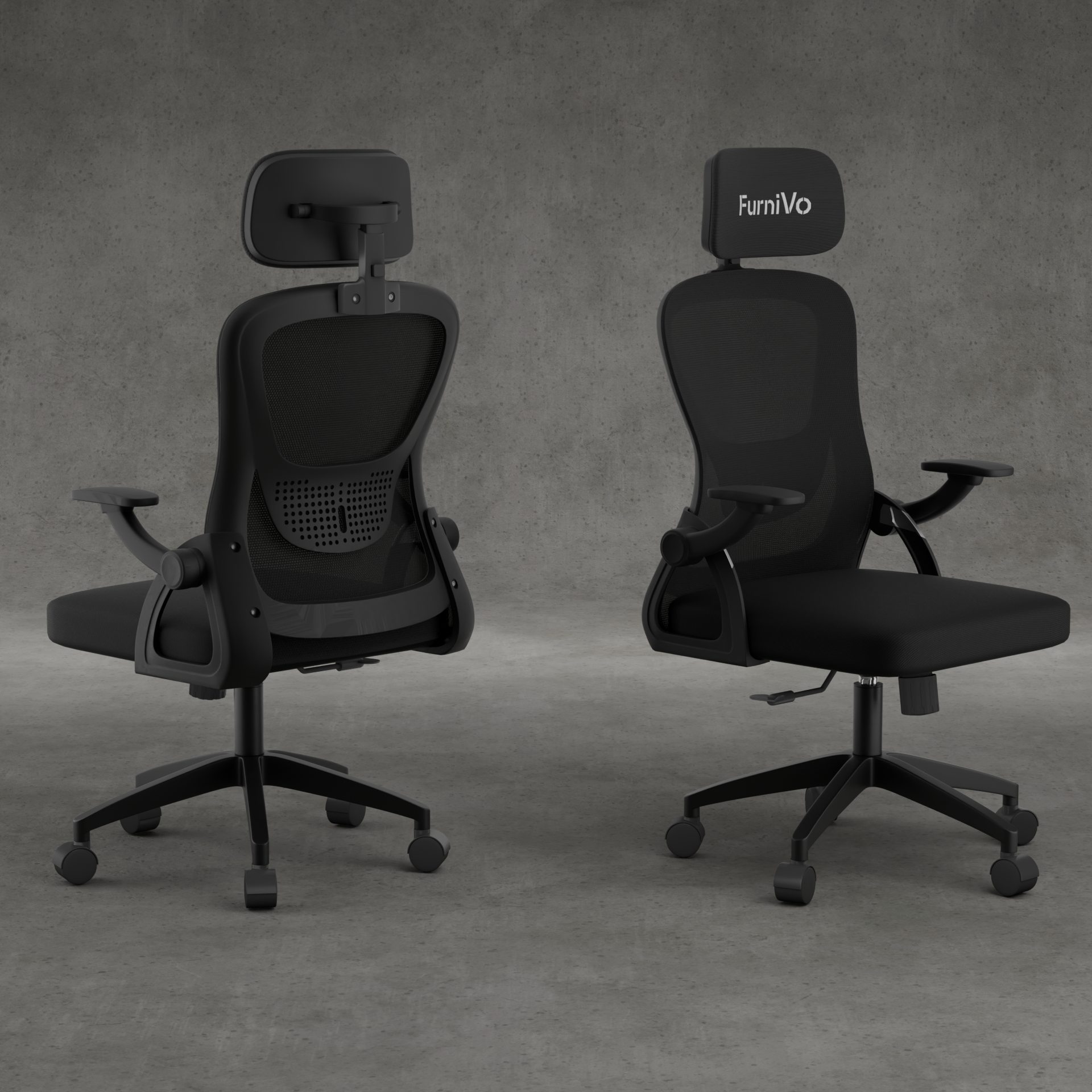 FurniVo Spark Ergonomic High Back Office Chair with 3D Adjustable Armrest, Adjustable Lumbar Support, Revolving Mesh Chair - Home & Office