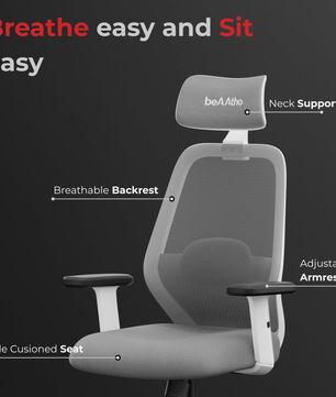 Vertex High-Back Ergonomic Office Mesh Chair 3-Years Warranty – 2D Adjustable Headrest, Armrest & Lumbar Support, Heavy-Duty Metal Chrome Wheelbase-(DIY-Do It Yourself) White-Grey