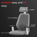 Vertex High-Back Ergonomic Office Mesh Chair 3-Years Warranty – 2D Adjustable Headrest, Armrest & Lumbar Support, Heavy-Duty Metal Chrome Wheelbase-(DIY-Do It Yourself) White-Grey