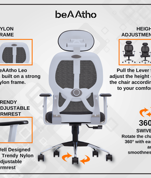 Leo Ergonomically Adjustable Executive High Back Mesh Home & Office Revolving Chair with 3 Years Warranty