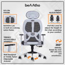 Leo Ergonomically Adjustable Executive High Back Mesh Home & Office Revolving Chair with 3 Years Warranty