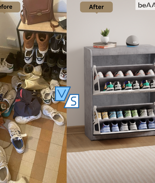 beAAtho® Zento Shoe Cabinet with Tilt-Out Drawers | 2 DOOR | Modern Wooden Shoe Organizer for Home & Office | Durable & Elegant | DIY |