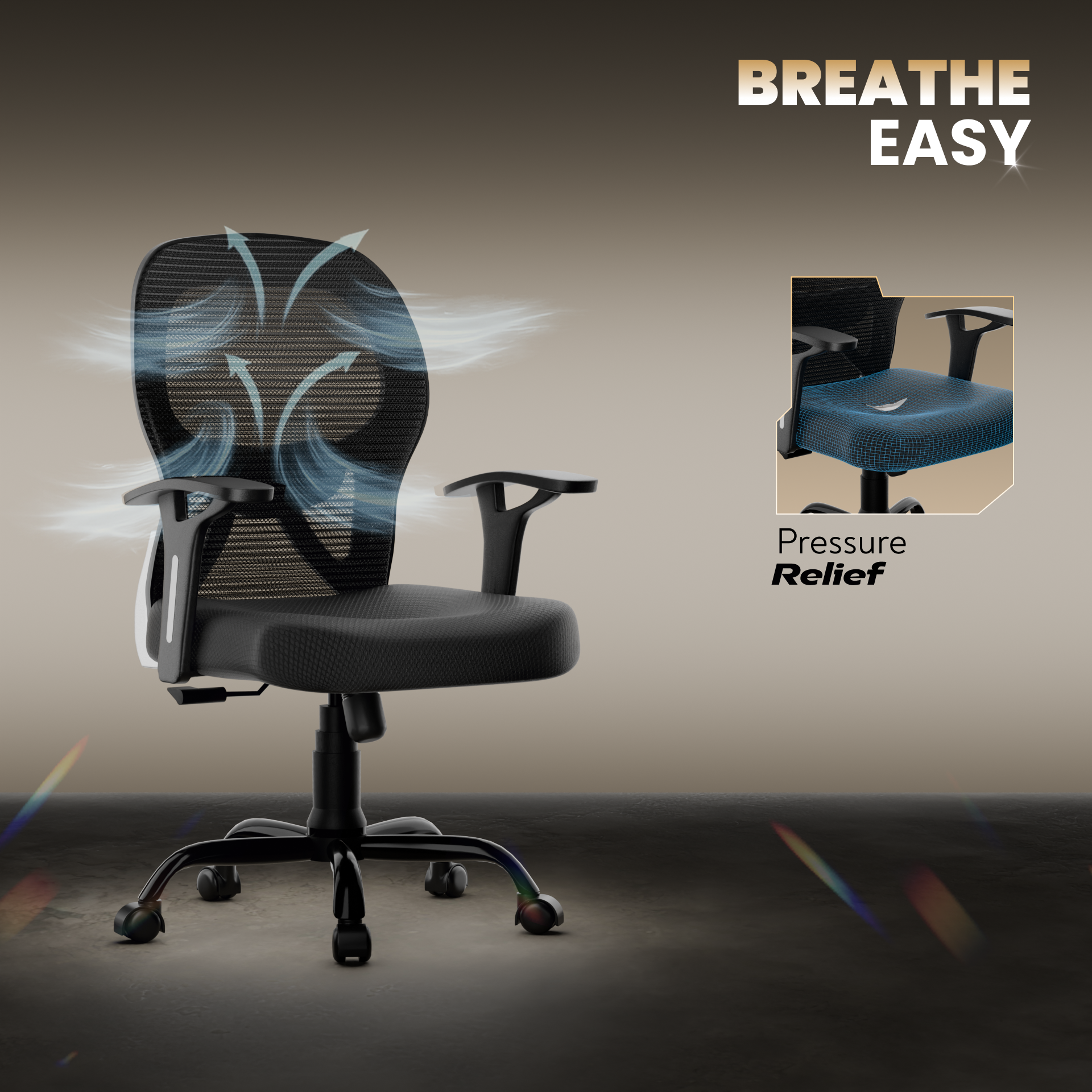 Leo Ergonomically Adjustable Executive High Back Mesh Home & Office Revolving Chair with 3 Years Warranty