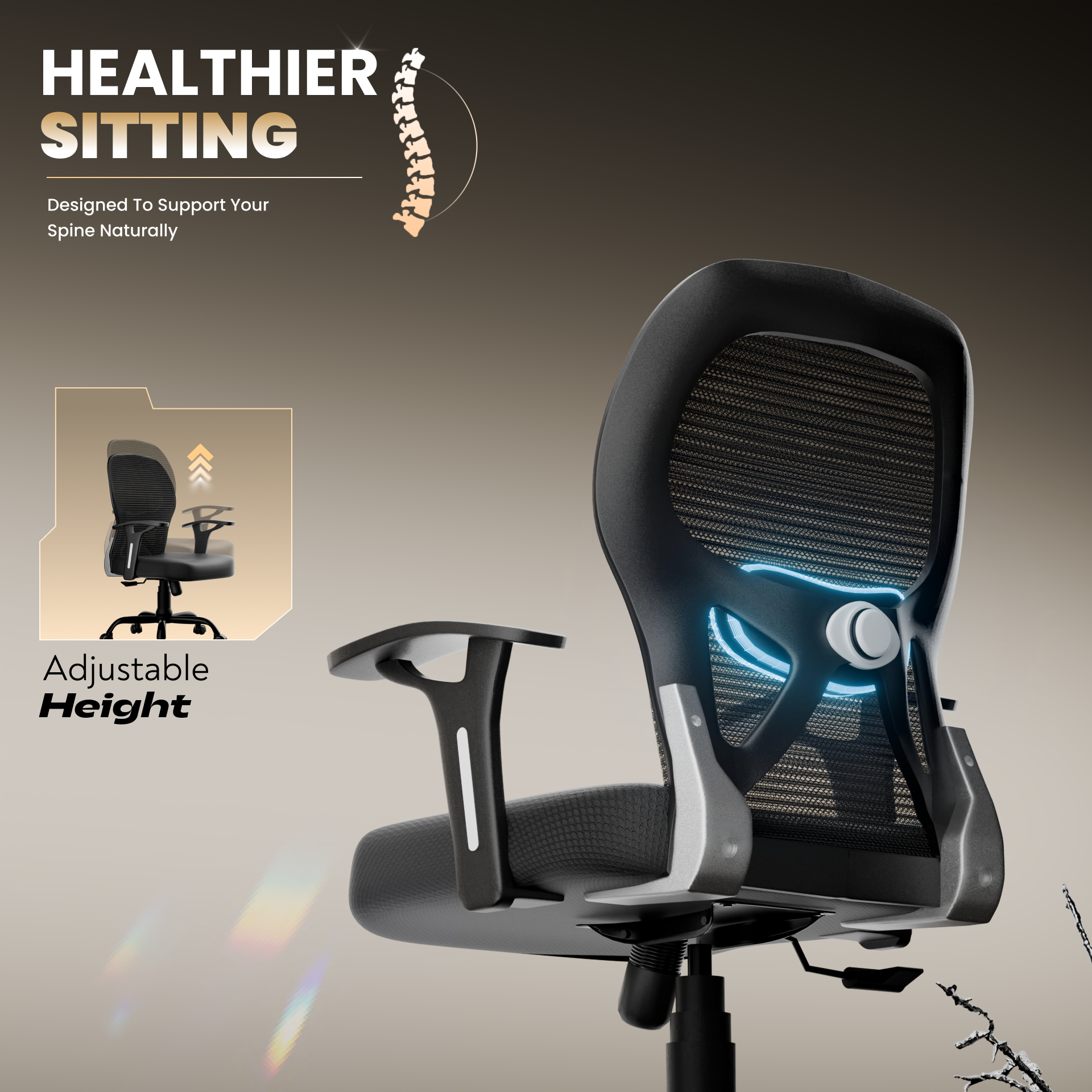 Leo Ergonomically Adjustable Executive High Back Mesh Home & Office Revolving Chair with 3 Years Warranty