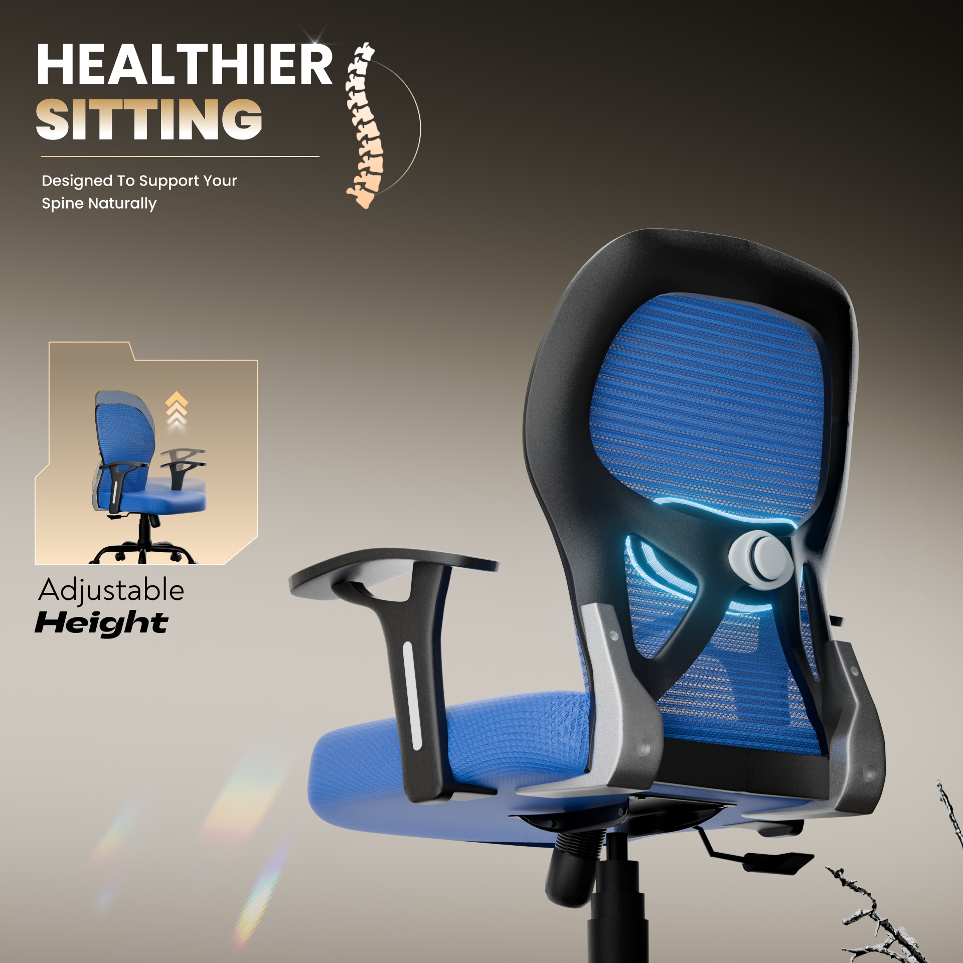 Leo Ergonomically Adjustable Executive High Back Mesh Home & Office Revolving Chair with 3 Years Warranty