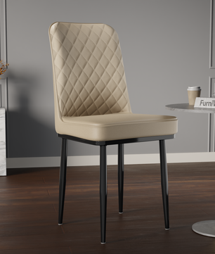 FurniVo IKON Premium Dining Chair with Cushioned Seat & Metal Legs | Premium Accent Chair for Living Room, Bedroom & Balcony | D.I.Y
