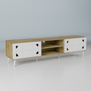 beAAtho Vivid Modern TV Unit – Wooden Entertainment Stand with Storage & Cable Management | Wotan Oak- Beige