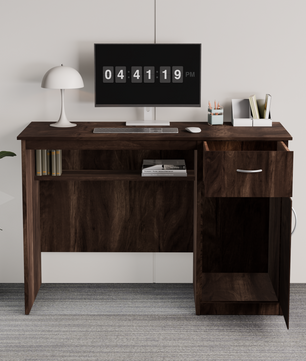 beAAtho Fusion Work & Study Desk for Home & Office with Under-Desk Storage Shelf, Drawer & Cabinet, 17mm Engineered Wood, Computer/Writing Desk for Adults & Students with 3 Year Warranty (Beige)