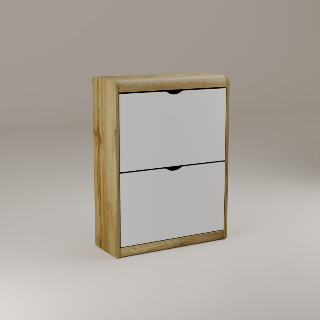 beAAtho® Zento Shoe Cabinet with Tilt-Out Drawers | 2 DOOR | Modern Wooden Shoe Organizer for Home & Office | Durable & Elegant | DIY |