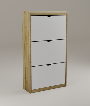 beAAtho® Zento Shoe Cabinet with Tilt-Out Drawers | 3 DOOR | Modern Wooden Shoe Organizer for Home & Office | Durable & Elegant | DIY |