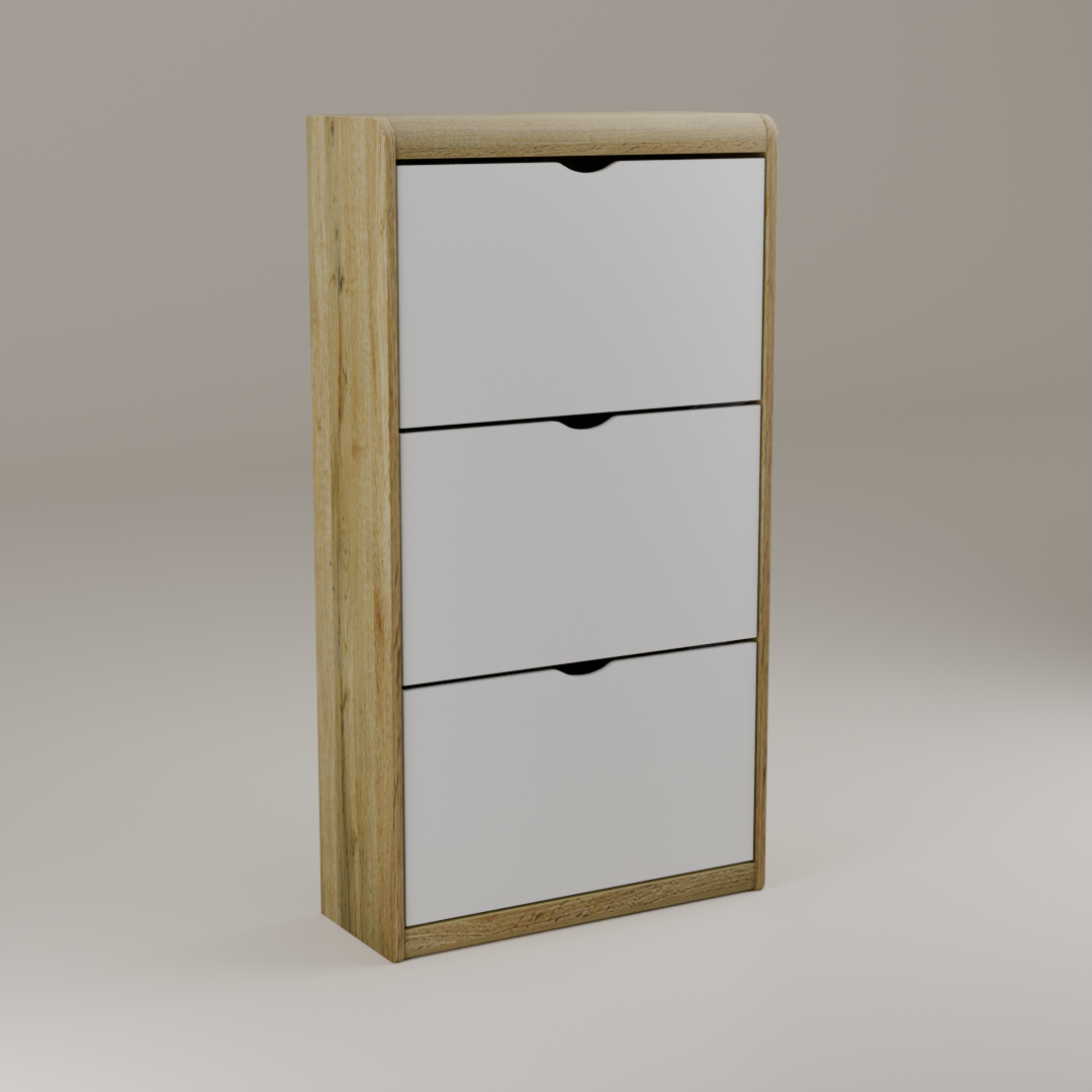 beAAtho® Zento Shoe Cabinet with Tilt-Out Drawers | 3 DOOR | Modern Wooden Shoe Organizer for Home & Office | Durable & Elegant | DIY |