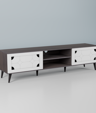 beAAtho Vivid Modern TV Unit – Wooden Entertainment Stand with Storage & Cable Management | Walnut White
