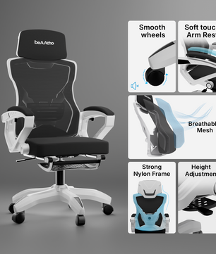beAAtho Astra: Luxurious Leg Support, 4D Lumbar Support, 145° Recline & Adjustable Tilt Office & Study Mesh High Back Chair