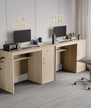 beAAtho Fusion Work & Study Desk for Home & Office with Under-Desk Storage Shelf, Drawer & Cabinet, 17mm Engineered Wood, Computer/Writing Desk for Adults & Students with 3 Year Warranty (Beige)