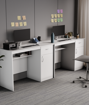 beAAtho Fusion Work & Study Desk for Home & Office with Under-Desk Storage Shelf, Drawer & Cabinet, 17mm Engineered Wood, Computer/Writing Desk for Adults & Students with 3 Year Warranty (Beige)