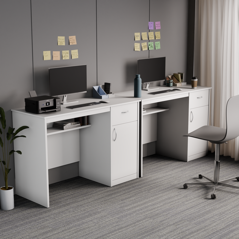 beAAtho Fusion Work & Study Desk for Home & Office with Under-Desk Storage Shelf, Drawer & Cabinet, 17mm Engineered Wood, Computer/Writing Desk for Adults & Students with 3 Year Warranty (Beige)