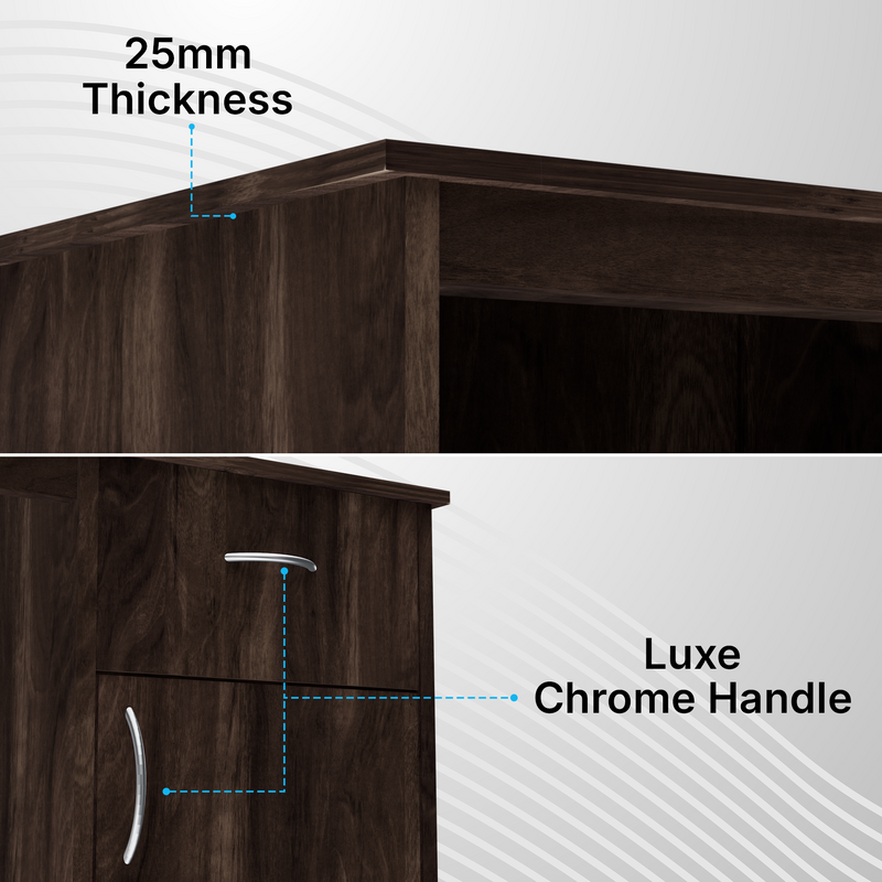 beAAtho Fusion Work & Study Desk for Home & Office with Under-Desk Storage Shelf, Drawer & Cabinet, 17mm Engineered Wood, Computer/Writing Desk for Adults & Students with 3 Year Warranty (Beige)