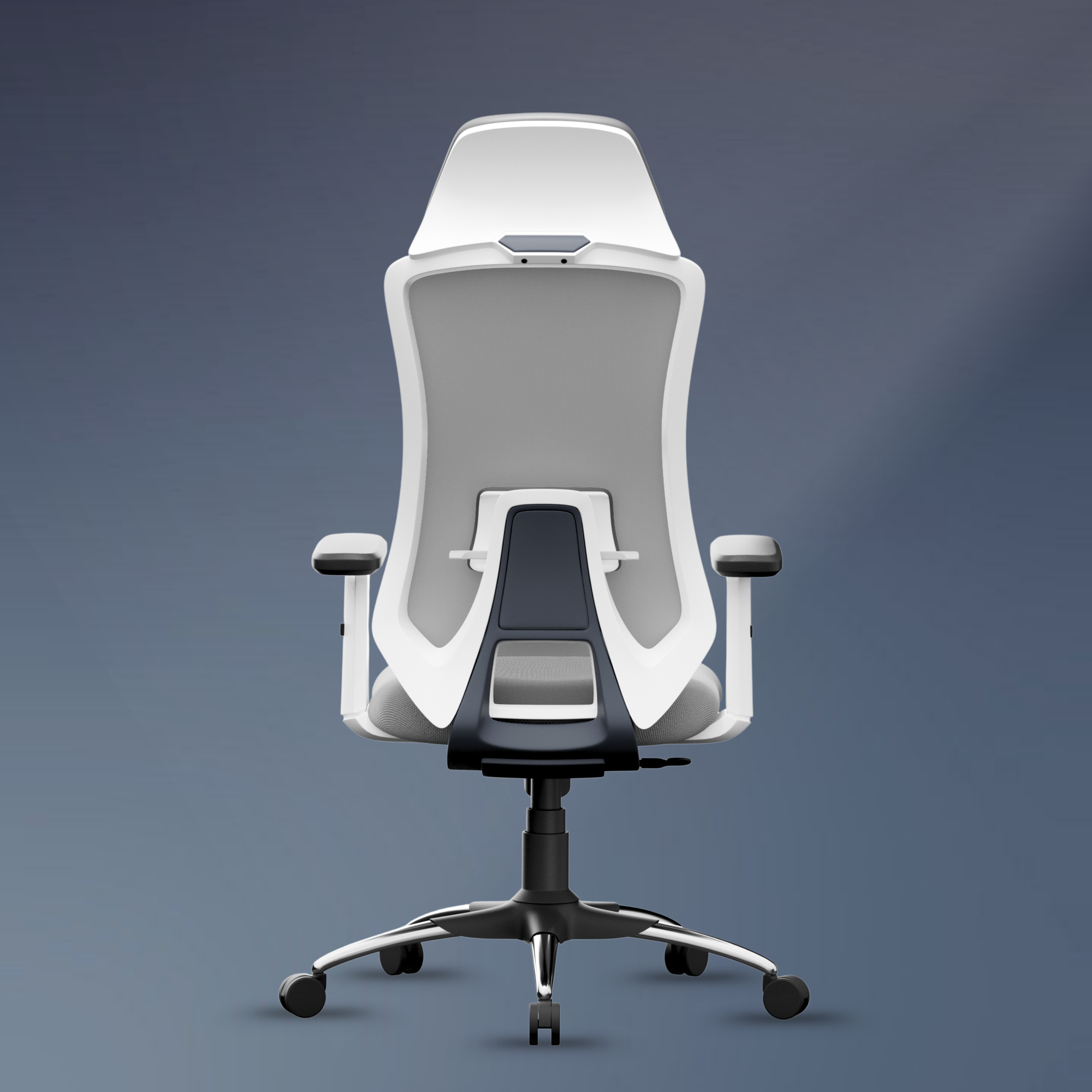 Denver Premium Design High-Back Ergonomic Office Mesh Chair with 3-Years Warranty – 2D Adjustable Headrest, Armrest & Lumbar Support, Metal Chrome Wheelbase-(DIY-Do It Yourself) (White- Grey)