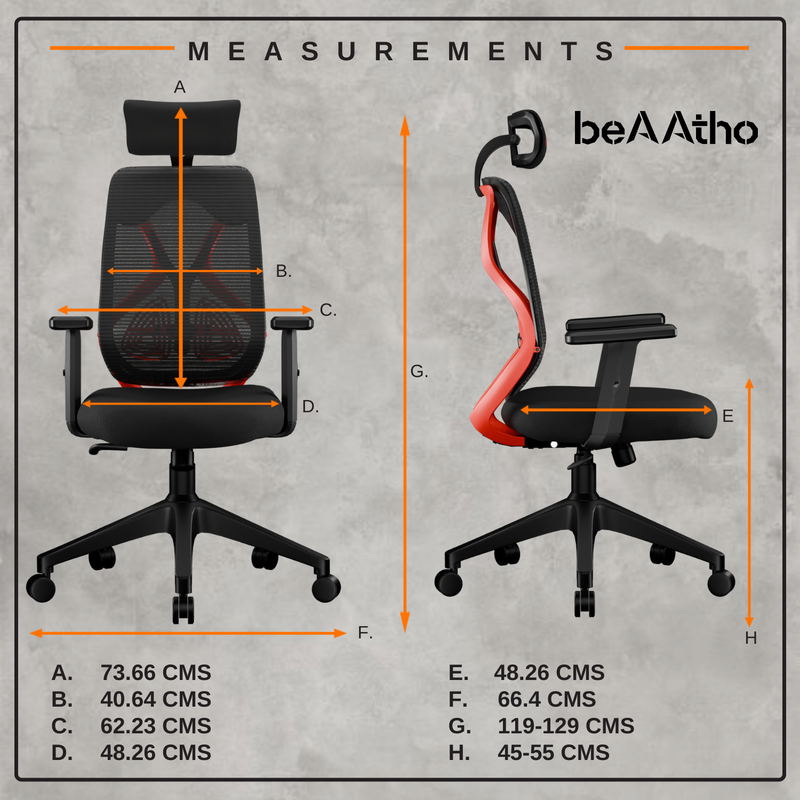 beAAtho Dusk Ergonomic High Back Mesh Office Chair | Adjustable Lumbar Support, Adjustable Armrests,| Home Office Desk Chair, 3 Years Warranty