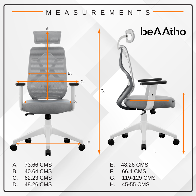 beAAtho Dusk Ergonomic High Back Mesh Office Chair | Adjustable Lumbar Support, Adjustable Armrests,| Home Office Desk Chair, 3 Years Warranty